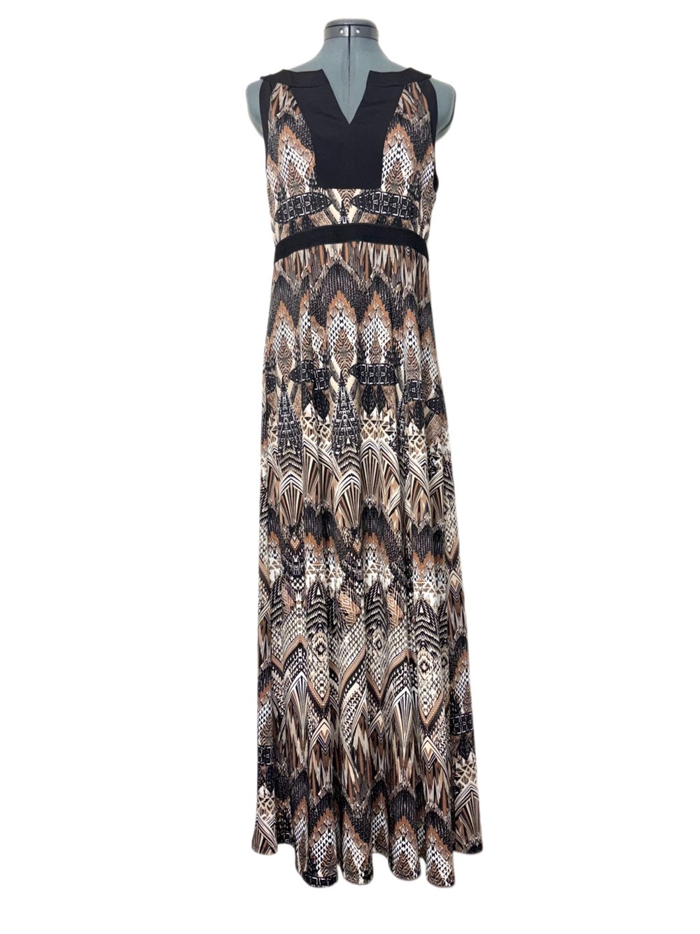 Rabbit Rabbit Rabbit Geometric Boho Sleeveless Maxi Dress Women's Size 10 Brown